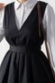 Vintage Women's Modest Black V Neck Women's Rerto Plaid Long Gilet Dress - 5