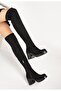 767-3010 Black Suede Stretch Daily Thick Heeled Women's Boots