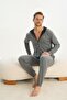 Men's Long Sleeve Hooded Zipper Anthracite Pajamas Suit C4T4N5O9 - 5