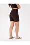 Brown Women's Viscose Front Seamless High Waist Biker Leggings Shorts - 2
