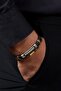 Tiger's Eye and Jasper Bracelet - Genuine Leather Elegance with Hematite and Zircon - 3