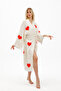 Natural Heart Printed 100% Cotton Muslin Kimono Robe Dressing Gown - 2