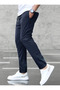 Navy Blue Classic Baggy Comfortable Slim Cut Straight Leg Sweatpants - 5