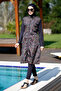 Full Covered Hijab Swimsuit Color Colorful Leaf Merve - 2