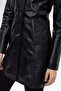 Black Cara Short Button Slim Fit Cut Lined Short Genuine Women's Leather Coat - 5