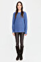 Women's Crew Neck Slit Sweater 24357 Indigo - 2