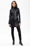 Black Cara Short Button Slim Fit Cut Lined Short Genuine Women's Leather Coat - 4