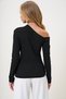 Women's Black Boat Neck Single Off-The-Shoulder Camisole Blouse Alc-X13068 - 5