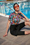 Short sleeve lycra tights half closed swimsuit r5004 coral - 6