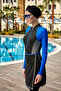 3 Different Ways to Wear Stretch Fabric Skirted Hijab Swimsuit R125 Collar - 4