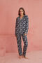 Multicolor Patterned Viscose Front Button Pajamas Set - 2