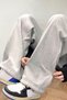 Gray Winter Thick Raised Fleece Inside High Waist Wide Leg Lace-Up Sweatpants with Hidden Pockets - 4