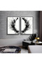 Hari̇kabi̇rev | Black-White Abstract Wave (Without Embossed) | Framed Glass Table 2 Pieces Vertical