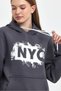 Women's Hooded Comfortable In-mold Fleece 3 thread NYC Printed SweatShirt spr24swK09 - 5