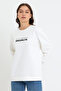 Süperlife Women's Crew Neck Oversize Fit Brooklyn Printed Thin Sweatshirt Spr23Swk330 - 4