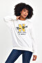 Women's Crew Neck Comfortable Fit Fleece Inside 3 Thread Thick N Printed Sweatshirt Spr24Swk25 - 2