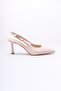 Nita Beige Patent Leather Side Buckle (8 cm) Pointed Toe Heeled Shoes - 2