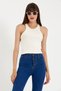 Süperlife Women's Crop Knitted Back High Collar Tank Top Spr21Y11