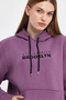 Women's Hooded Comfortable In-mold Fleece 3 Thread Willamsburg Brooklyn Printed Sweatshirt Spr24swk04 - 5