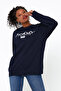 Süperlife Women's Crew Neck Oversize Fit Thin Sweatshirt Spr22Swk134 - 2