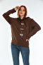 Women's Hooded Oversize Fit Air Printed Thin Sweatshirt Spr22swk162 - 4