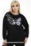 Round Neck Butterfly Stone Printed Long Sleeve Comfortable Tracksuit with Elastic Waistband and Lace-up Pocket - 8