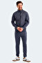 Kloten in Men's Zippered Stand Collar Pocketed Gray Tracksuit Set - 3