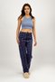 Navy Blue Pink Polka Dot Women's Fleece Pajamas Bottoms Winter Elastic Waist Single Bottom - 2