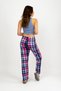 Pink Blue Plaid Women's Fleece Pajama Bottoms Winter Elastic Waist Single Bottom - 6