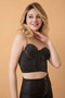 Adjustable Micro Strapless Glittery Women's Bralet Bustier with Chain Straps and Support, Black - 4