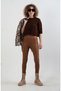 Brown Half Sleeve Short Sweater - 3