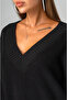 V-Neck Oversize Sweater with Sleeve-Skirt Fold Detail - 5