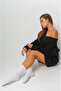 V-Neck Oversize Sweater with Sleeve-Skirt Fold Detail - 2