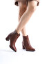 Short Boots Side Zipper Heeled Tan Shoes - 3