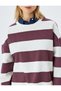 Crew Neck Color Block Long Sleeve Raster Oversize Sweatshirt - 5