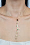 Gold Thin Chain Steel Necklace with Zircon and Crystal Stone Tips - 2