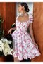 Rochie mini florală roz