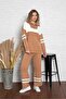 Women's Light Brown Oversize Knitwear Bottom Top Tracksuit Set 1230 - 5