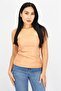 Women Straight Across Strapless Plain Tops, Brown