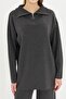 Women's Anthracite Oversize Zippered Knitwear Bottom Top Set 1805 - 5