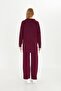 Oversize Zippered Knitwear Top and Bottom Set 1805 Claret Red - 7