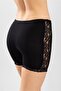 Women's Cotton Lycra Combed Cotton Shorts with Lace Sides 8040 Black - 3