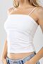Women's Thin String Strap Cotton Basic Undershirt White - 3