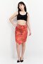Women Marble Print Midi Skirts, Dark Pale Red - 2