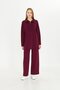 Oversize Zippered Knitwear Top and Bottom Set 1805 Claret Red