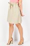 Women Textured Mini Skirt, Beige - 3