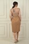Women's Top Tulle Leaf Flock Printed Short Crepe Dress with Belt - 4