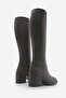Women's Thick Heeled Knee-High Heeled Boots Aktone Brown - 5