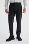 Black Comfort Fit Double Pleated Waist Buckle Cotton Canvas Pants