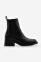 Women's Elastic Side Strap Heeled Casual Boots Espato Black - 3